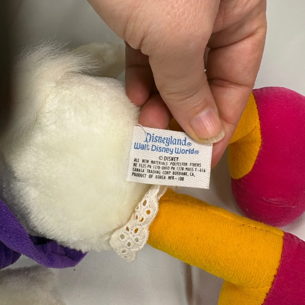 Vtg Daisy Duck Walt Disney World Stuffed Plush Animal Toy Disneyland Parks 1990s - Picture 7 of 9